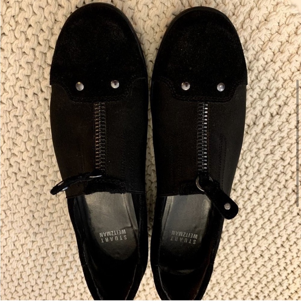 Stuart Weitzman Women's pull on black suede loafer shoes, 7.5 Medium - Picture 4 of 6